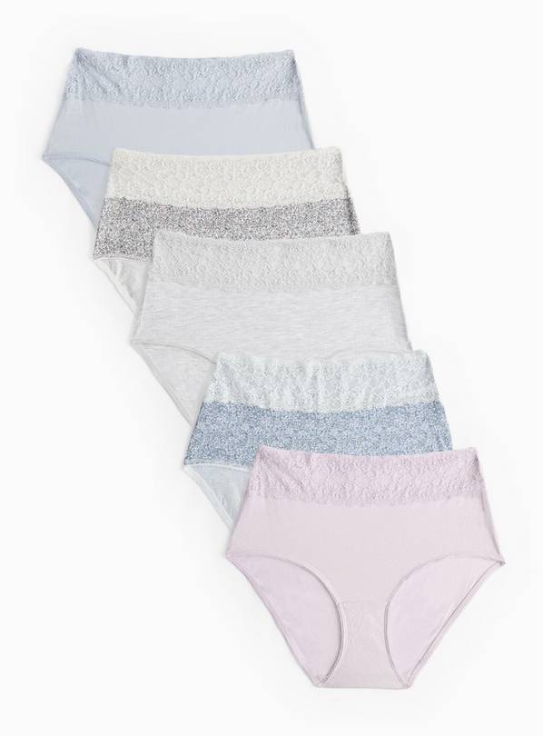 Pastel Floral Print Comfort-Lace Full Knickers 5 Pack 6